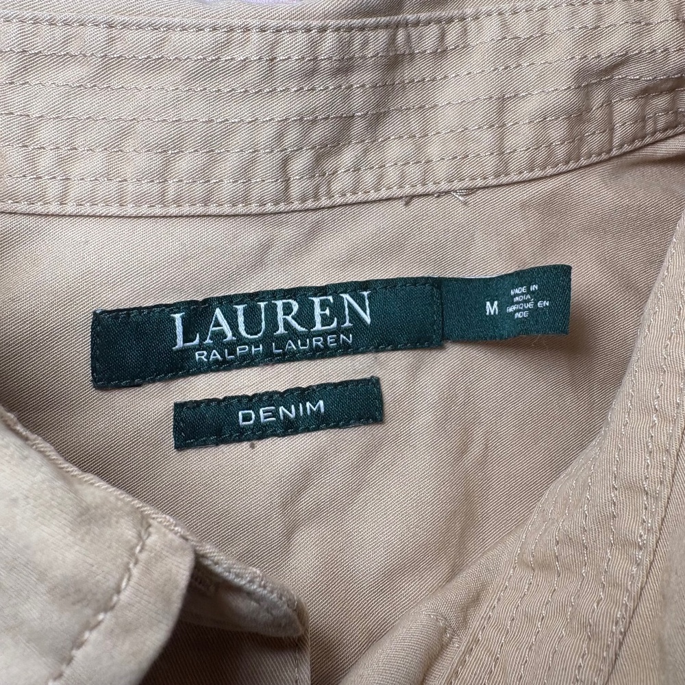 Polo Jean Co Ralph Lauren Shirt Dress Khaki Military Safari Size Medium Cotton